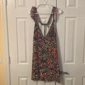 Free People halter dress, size Large, multi color, good used condition